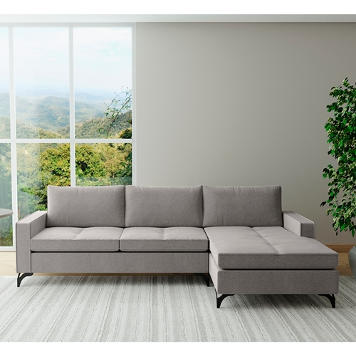 Sofá Sevilha Cinza C/ Tecido em Linho Brooks 240cm Buriti